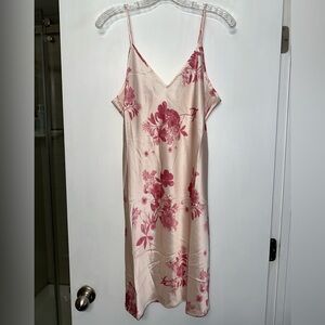 NWT Quince Mini Silk Floral Pink Slip Dress